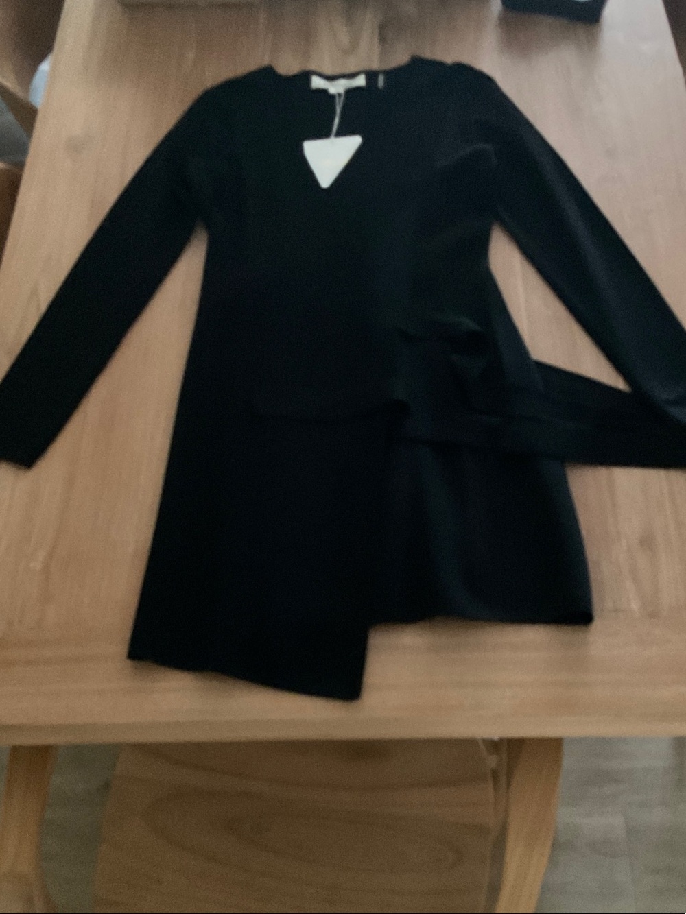 Diane Von Furstenberg Black V-Neck Knit Wrap Dress